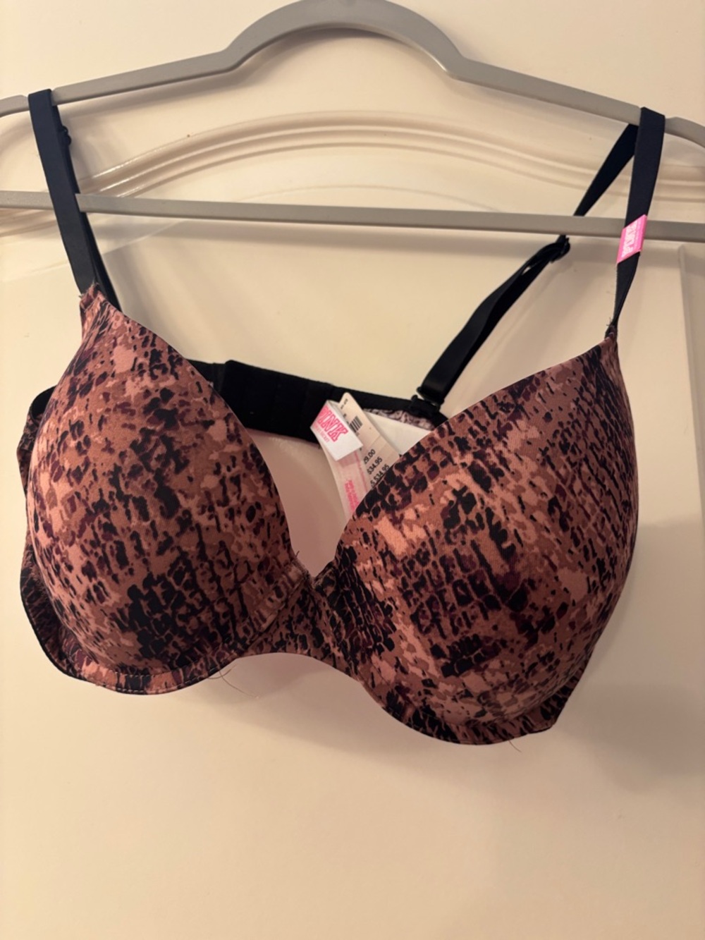 PINK Victoria's Secret Pink & Black Leopard Print Underwire Bra